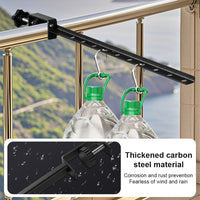 Balcony Clothes Drying Rack, Black Metal, No-Drill Installation, Foldable