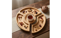 Wooden Serving Tray Set Finish Tableware Shallow Recessed Surface for Tea Service