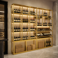 Metal Wine Display Rack System, 240x30x210cm Wine Bottle Holder, Commercial Wine Storage for Restaurant, European Design Wine Rack