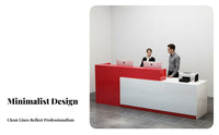 Modern Reception Desk Sturdy Construction L-Shaped Front Desk Heavy Duty Cashier Wrap Counter for Business Owners, Office Managers, Spa, Hotel, Lobby