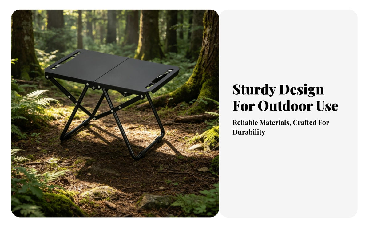 Black Folding Table Rectangular Tabletop Portable Folding Table Metal Frame Camp Gear Fold Flat