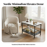 2-Tier Rolling End Table Movable with casters Household Furniture Space-Saving