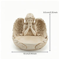 Angel Statue with Tray Vintage Angelic Jewelry Tray Carved for Vanity