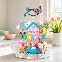 16 Pieces Easter Tiered Tray Ornaments Bright Colors for Kitchen Counter, Shelf
