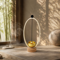 Meditation Bell Ornament Minimalist Desktop Bell Ornament Cream and Gold