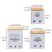 3 Pieces Square Canister Set Ventilated Wood Lid Canister Handle Cutouts Square Pantry Jar