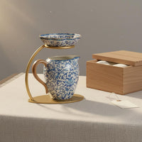 Tea Pitcher with Strainer and Stand Elegant Design Traditional Tea Pitcher Set High Temperature Fired for Office
