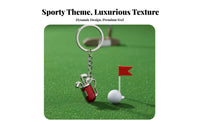 Great Gift Miniature Golf Club Key Fob Zinc Alloy Material Metal Golf Souvenir Keychain Polished Finish for Golfers, Men, Car Keys, Handbags