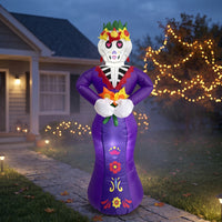 Halloween Skeleton Inflatable Standing Halloween Skull Inflatable Violet Outdoor for Porch, Party