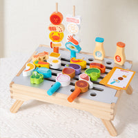 Wooden BBQ Grill Play Set for Kids Role Play