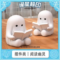 Halloween Cute Ghost Statue Reading Book