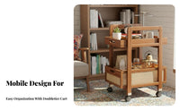 2-Tier Rolling Utility Cart Large Capacity 2-Tier Wheeled Trolley Removable Tray