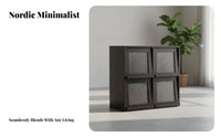 Minimalist Design Side Display Shelf Multi-Functional Tall Narrow Cabinet Space-Saving bookshelf Freestanding for Book Lovers, Apartment Dwellers, Homeowners, Living Room, Home Office, Small Spaces, Bedroom