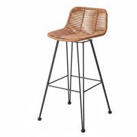 Woven High Stool Weather Resistant Woven Highrear Support Stool Breathable Weave Built-in Footrest for Bar Owners, Cafe, Deck