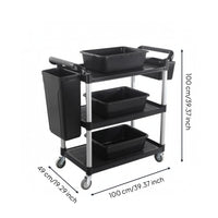 Three-Tier Serving Cart Rustproof Metal Cart with Bins Easy to Assemble Restaurant Trolley