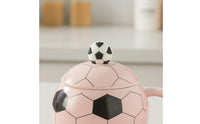 Football Shaped Cup with Lid 400ml Capacity Soccer Ball Mug Creative Design Soccer Football Mug for Kids, Desk Decoration, Office