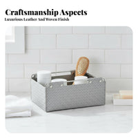 PU Leather Storage Box Multipurpose Desktop Storage Basket Easy to Clean