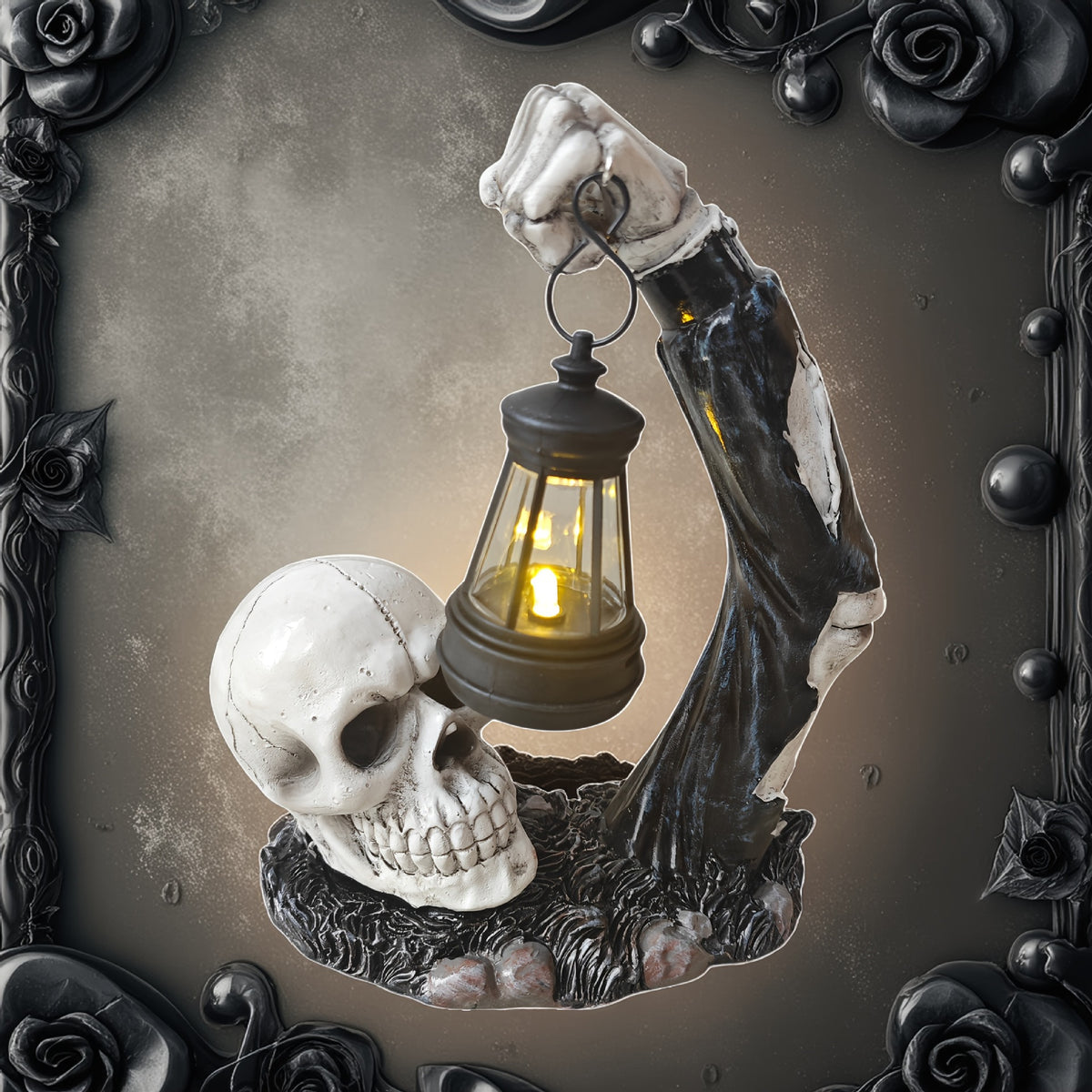 Halloween Resin Skeleton and Pumpkin Decorations