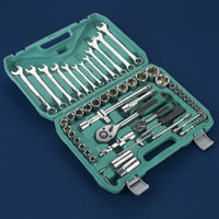 Hard Case Automotive Repair Tool Set Molded Compartments Socket and Wrench Kit Metal Latches Ratchet Wrench Set Polished Finish