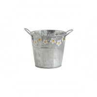 Galvanized Planter Bucket Decorative Plant Container Tabletop