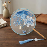New Chinese Style Double-Sided Embroidery Round Fan, Traditional Chinese Embroidered Fan Surface, Suzhou Double-Sided Finished Fan