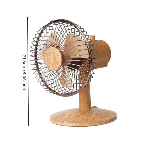 Portable Oscillating Fan Adjustable Speed Retro Wood Grain Fan for Bedroom