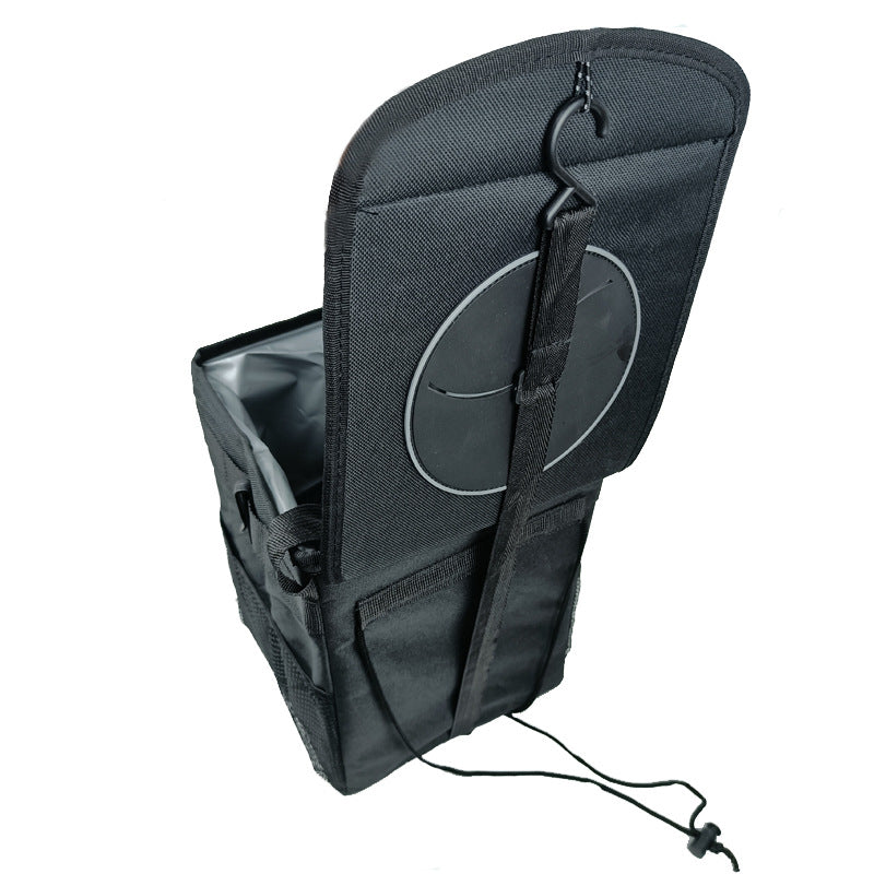 Waterproof Foldable Car Trash Can with Hanging Storage for Seat Back