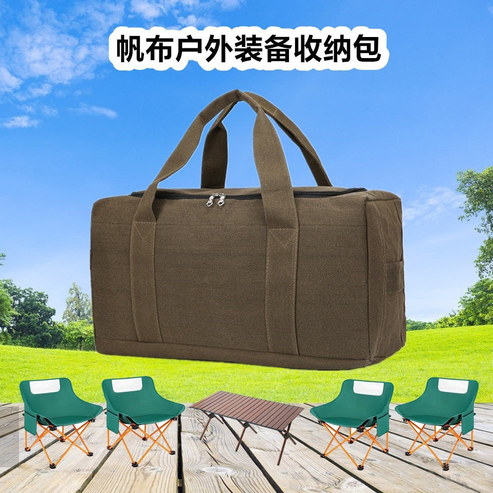 Large Capacity Canvas Travel Bag with Letter Pattern