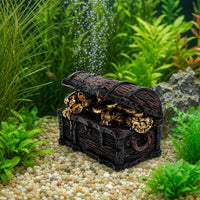 Aquarium Treasure Chest Diver Aerating Ornament Fish Tank Decoration