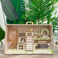 Large Hamster Cage, Acrylic Hamster Villa with built-in Wheel, Wood and deluxe habitat for Syrian Hamsters and Gerbils, Openable Top Lid