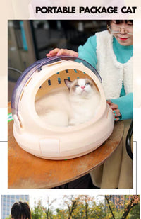 宠物高清翻盖太空舱猫咪兔子多功能航空箱手提便携外出透气猫窝包 紫色高清翻盖【冰垫】 13斤以下通用