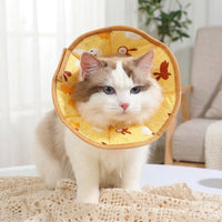 Padded Nylon Cone for Cats and Dogs, Textile Padded Nylon Cone for Kittens, Cartoon Pattern Recovery Tool to Stop Licking and Biting