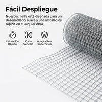 Welded Galvanized Wire Mesh, Steel 10x10mm, 1m x 15m Roll, for Construction and Fences