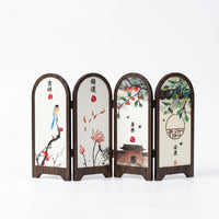 Tabletop Folding Screen Ebony finishTone House Decoration Printed Artwork