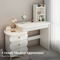Vanity Set with Lighted Mirror Vanity Desk Dressing Table Storage Drawers Space-saving Design Suitable for Women Apartment Bedroom Walk-through Closet