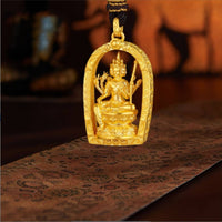 Arched Deity Neckpiece Chunky Golden-Hued Neckpiece Necklace Tarnish Resistant