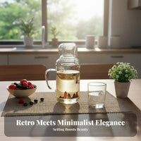Heat Resistant Retro Glass Water Jug Large Capacity Glass Pitcher with Tumbler Lid Safe Material for Guests, Hosts, Bedroom, Office