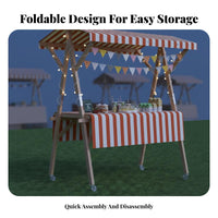 1 Piece Foldable Wooden Market Booth Effortless Assembly Portable Vendor Stand Sturdy Construction Suitable for Agricultural Markets Craft Fairs Promotional Events Temporary Retail Spaces