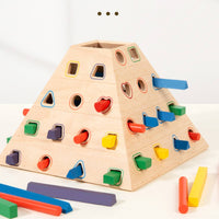 Educational Wooden Pyramid Sorter Educational Shape Sorting Pyramid Interactive Peg Insertion Toy Developmental for Toddlers, Preschoolers, Kids, Home, Classroom, Playroom