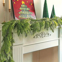 Artificial Pine Garland PE Dense Christmas Vine Faux Christmas Tree Leaves Pine Needle Door Hanging Decoration