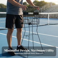 With Wheels Tennis Ball Cart Portable Tennis Ball Hopper No Bending Required for Coaches, Athletes, Practice Exercises, Backyard