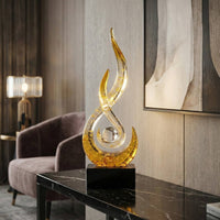 Gold Foil Resin Sculpture Light Luxury Design Modern Spiral Art Piece for Office