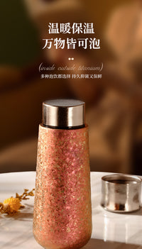 Pure Titanium Insulated Cup with Magnetic Lid, Double-Walled, Tea-Water Separation, Portable for Car and Travel