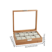 Wood-Grain Watch Box with Glass Lid Wooden Watch Box with Window Multi-Slot Storage Holder Dust-Resistant for Collectors, Dresser, Vanity