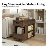 Adjustable C-Shaped Table with casters Rolling Cart Easy Assembly for Sofa Side