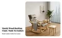 Nordic Rocking Chair all-season Use Upholstered Armchair Thickly paded High rearrest for Adults, Living Room, Balcony, Study