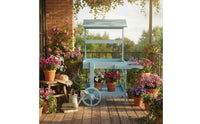 Wheeled Design Rustic Display Trolley Wheels Farmhouse Display Trolley Tiered Shelves for Balcony, Shop Window, Bar