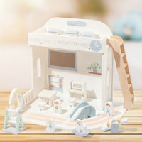 Open-Front Wooden Dollhouse with Furniture Miniature Dollhouse with Furniture Imaginative Pretend Play House Child-Friendly for Toddlers