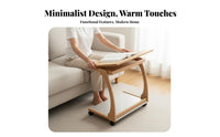 C-Shaped Rolling Table with Storage Space-Saving Household Furniture for Adults