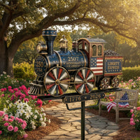 Train Rotating Wheel Ornament Painted Finish Stake-Mounted Lawn Train Star And